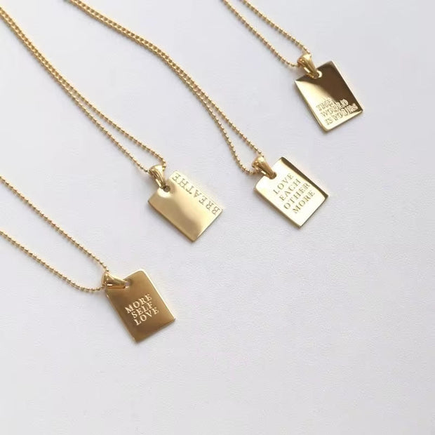 2024 Golden Square Letter Pendant Necklace 18K Gold Plating Chains Stainless Steel Necklace