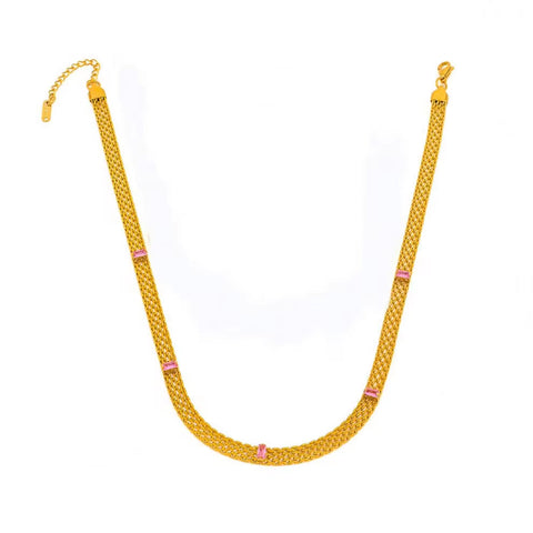 Vintage Collar Necklace Stainless Steel 18K Gold Plated Statement Clavicle Chain Mesh Chain Zircon Baguette Choker