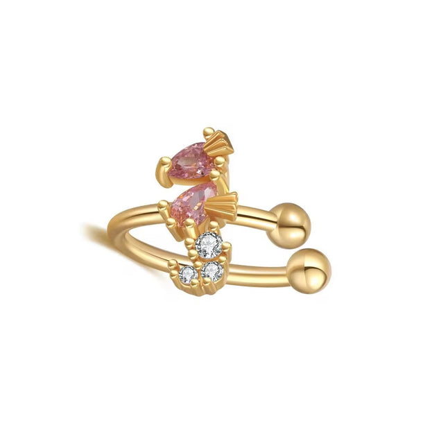 2024 Cute Ocean Animal Clip on Earrings 18K Gold Plated Cuff Earrings, Korean Earrings
