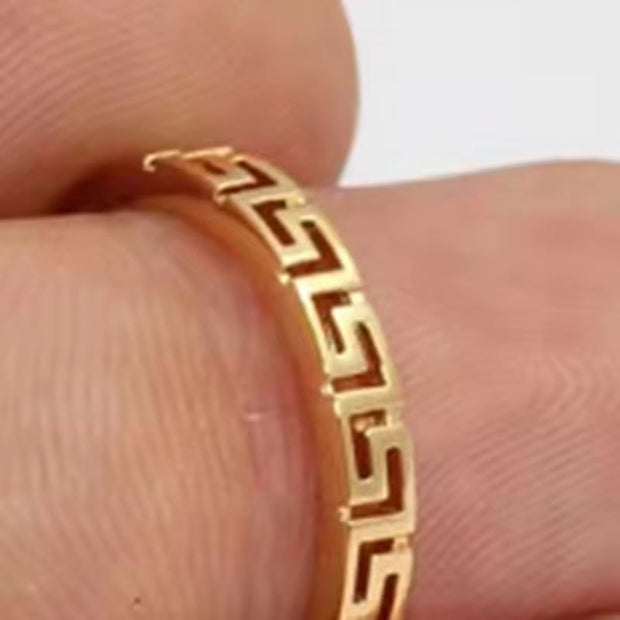 Trendy Stainless Steel Ring Jewelry Waterproof Silver Gold Number Hollow Thin Band Stacking 316L Ring for Women
