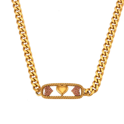 Valentine'S Day Gift Ideas 2024 Choker Necklace Set Hollow Zircon Stainless Steel Jewelry