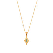 Vintage Engraved Rhombic Colorful Man-Made Opal Pendant Necklace 18K Gold Plated Stainless Steel Necklace Design Jewelry
