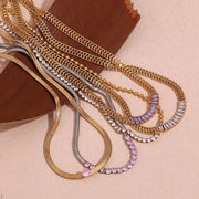 Zircon Beaded Necklace Gold Plated Choker Set Stainless Steel Necklaces Fashion Jewelry Necklaces