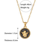 Vintage Jewelry Gold Plated Pendant Necklace Engraved Stainless Steel Jewelry Necklaces Set