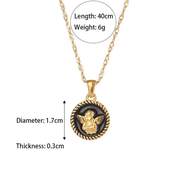 Vintage Jewelry Gold Plated Pendant Necklace Engraved Stainless Steel Jewelry Necklaces Set