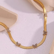 Zircon Butterfly PVD Gold Plated Jewelry Chain Necklace Stainless Steel Jewelry Choker Bulk Necklace Chains