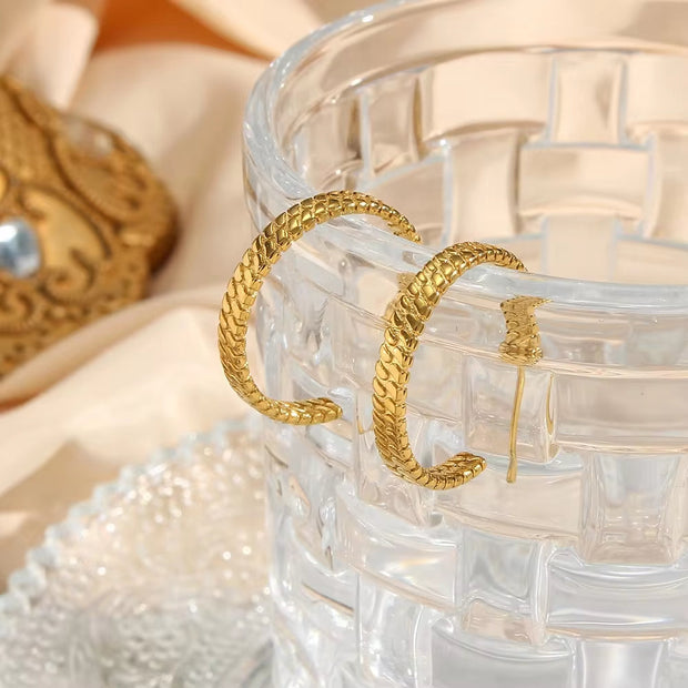 Trendy Snake Hoop Earring 18K Gold Plated Stainless Steel Earrings Ladies Earrings Jewelry