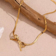 Valentines Day Gift 2024 Bow Choker Gold Plated Blade Chain Jewelry Stainless Steel Chain Necklace