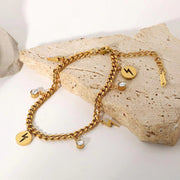 18K Gold Plated Flash Charm Bangles Stainless Steel Waterproof Jewelry Women Boho Cubic Zirconia Bracelet