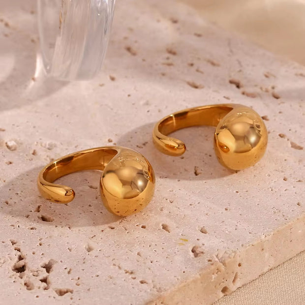 Water Drop Statement Ring 18K Gold Plated Stainless Steel Jewelry Tarnish Free Accesorios Mujer