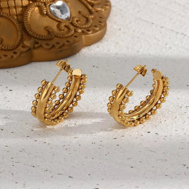 Waterproof Non Tarnish Bohemia Gold Plated Stainless Steel Hoop Earring New Stainless Steel Jewellery Party
