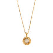 Vintage Jewelry Colorful Stone Pendant Necklace 18K Gold Plated Sunflower Shape Stainless Steel Necklace