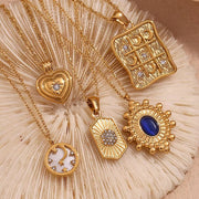 Wholesale Titanium Steel Necklace Set Tarnish Free Jewelry Natural Stone Zircon Pendant Necklace