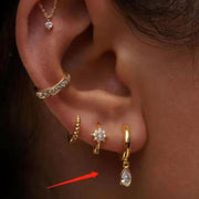 18K Gold Plated Earrings Stainless Steel Waterdrop Zircon Hoop Earring for Girls FJE0176
