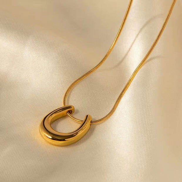 18K Gold Plated Smooth Irregular Snake Chain Necklace Gift Stainless Steel U Shaped Pendant Necklace