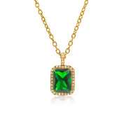 UEENSET Elegant Cubic Square Zircon Stainless Steel Pendant Necklace Charm Women'S Gold Plated Iced Out Neck Jewelry Waterproof