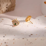 Vintage Zircon Evil Eye Stud Earring for Women 18K Gold Plated Stainless Steel Fashion Jewelry Earrings