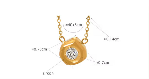 18K Gold Plated Stainless Steel Women Fashion Dainty Elegant Jewelry Geometric Meteorite Shape Cz Pendant Necklace
