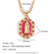 Valentine'S Day Jewelry Shining Zircon Virgin Mary Enamel Necklace Gold Plated Jewelry Stainless Steel Pendant Necklace