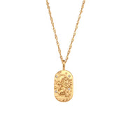 Vintage Embossment 12 Zodiac Signs Zircon Pendant Necklace 18K Gold Plated Stainless Steel Necklace for Women