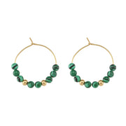 Vintage Natural Stone Earring Beaded Gold Plated Stainless Steel Hoop Earring Handmade Beaded Earrings