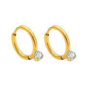18K Gold Plated Stainless Steel Circle Clip on Earrings Titanium Steel Cubic Zirconia Huggie Hoop Earrings for Women Jewelry