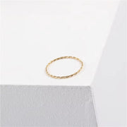 18K PVD Gold Plated Stainless Steel Ins Jewelry Waterproof Fashion Rope Cross Stripe Ring