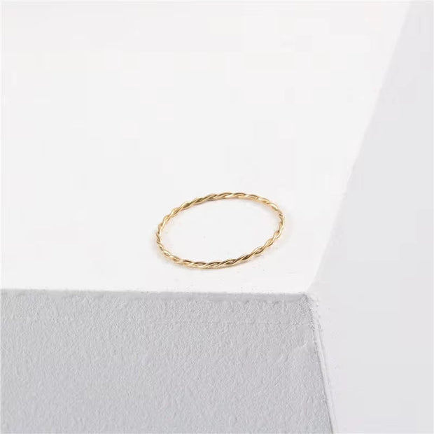 18K PVD Gold Plated Stainless Steel Ins Jewelry Waterproof Fashion Rope Cross Stripe Ring