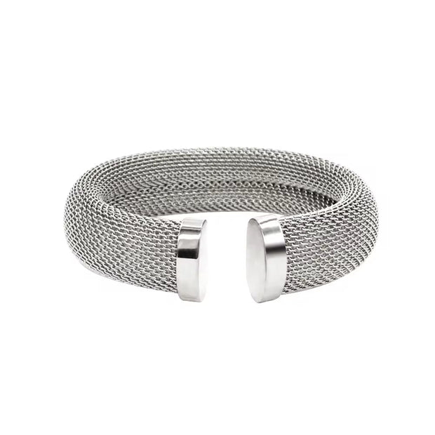 12Mm 16Mm Exquisite Thick Mesh Stainless Steel Jewelry Set Women'S Premium Pierced PVD 18K Plated Chunky Cuff Bracelet