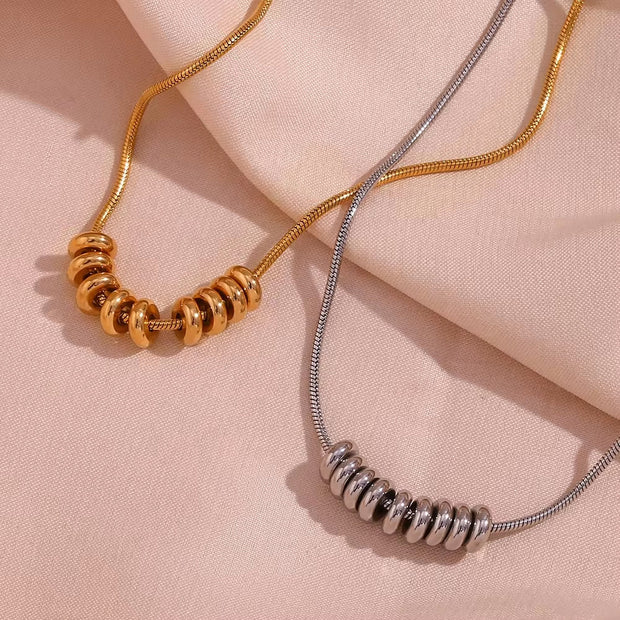 Waterproof Necklace PVD Gold Plated Beads Necklace Non Tarnish Stainless Steel Jewelry Collier En Acier Inoxydable
