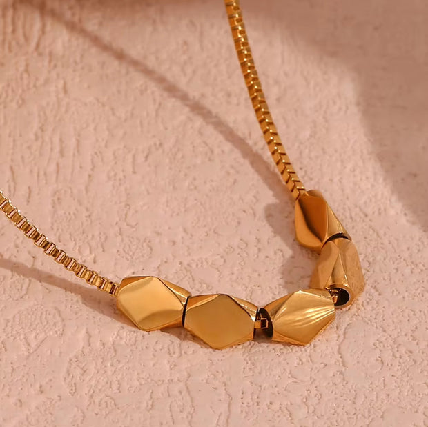 Trend 2024 Waterproof Jewelry Minimalist Bead Charm Pendant Necklace 18K Gold Plated Stainless Steel Necklace