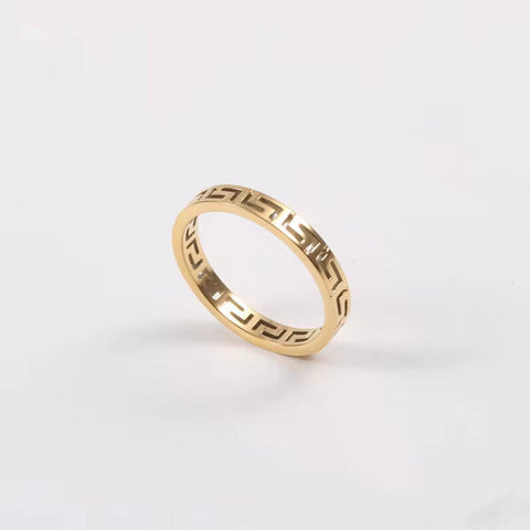 Trendy Stainless Steel Ring Jewelry Waterproof Silver Gold Number Hollow Thin Band Stacking 316L Ring for Women
