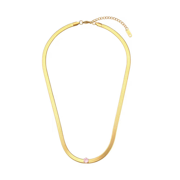 Zircon Beaded Necklace Gold Plated Choker Set Stainless Steel Necklaces Fashion Jewelry Necklaces