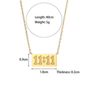11:11 Number Bar Pendant Necklace Tarnish Free 18K Gold Plated Stainless Steel Necklace