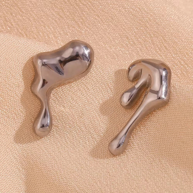 Waterproof Jewelry 2023 Melting Style Stainless Steel Stud Earrings for Women Summer Jewelry