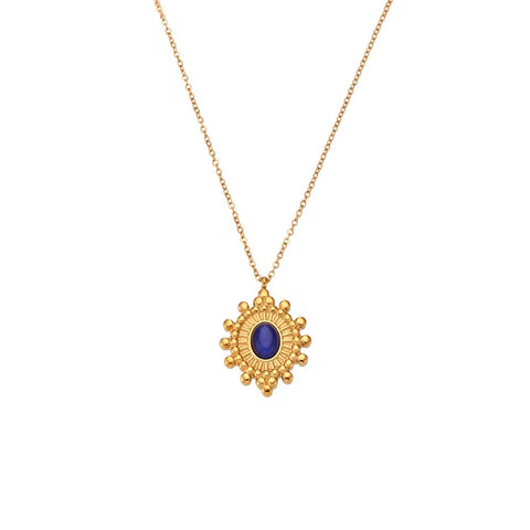 Wholesale Titanium Steel Necklace Set Tarnish Free Jewelry Natural Stone Zircon Pendant Necklace