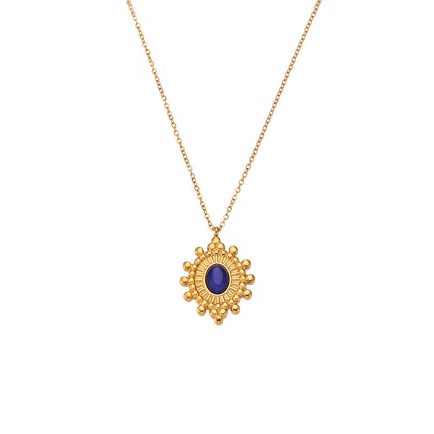 Wholesale Titanium Steel Necklace Set Tarnish Free Jewelry Natural Stone Zircon Pendant Necklace