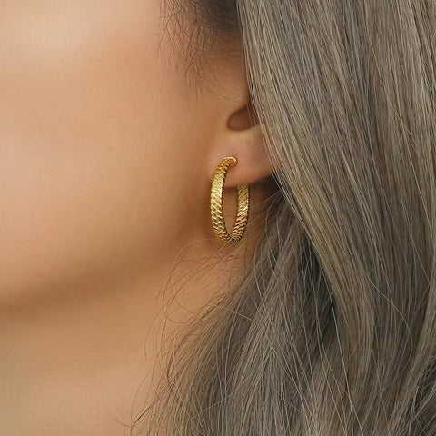 Trendy Snake Hoop Earring 18K Gold Plated Stainless Steel Earrings Ladies Earrings Jewelry