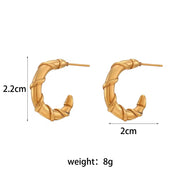 Trendy 18K Gold Plated Bamboo Shape Gold Hoop Earrings Tarnish Free Stainless Steel Earrings Women