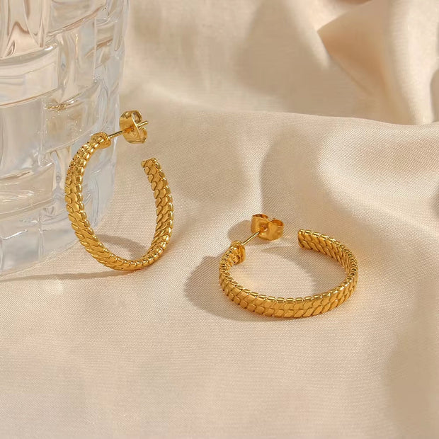 Trendy Snake Hoop Earring 18K Gold Plated Stainless Steel Earrings Ladies Earrings Jewelry