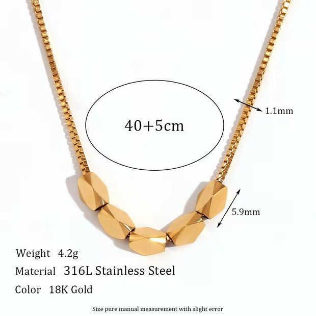 Trend 2024 Waterproof Jewelry Minimalist Bead Charm Pendant Necklace 18K Gold Plated Stainless Steel Necklace