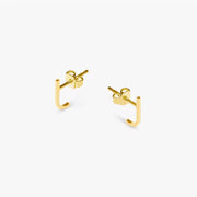 Tarnish Free Stylish J Shape Stud Earrings Cool Design Stainless Steel 18K Gold Plated Designer Earrings