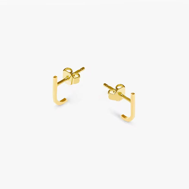Tarnish Free Stylish J Shape Stud Earrings Cool Design Stainless Steel 18K Gold Plated Designer Earrings