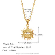 Water Proof Chic Evil Eye Necklace 18K Gold Plated Stainless Steel Zircon Pendant Necklace