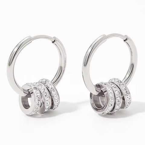 Trendy Multi-Circle Earrings Jewelry Women Dismountable Hoop Stainless Steel Earrings