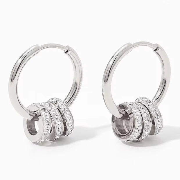 Trendy Multi-Circle Earrings Jewelry Women Dismountable Hoop Stainless Steel Earrings