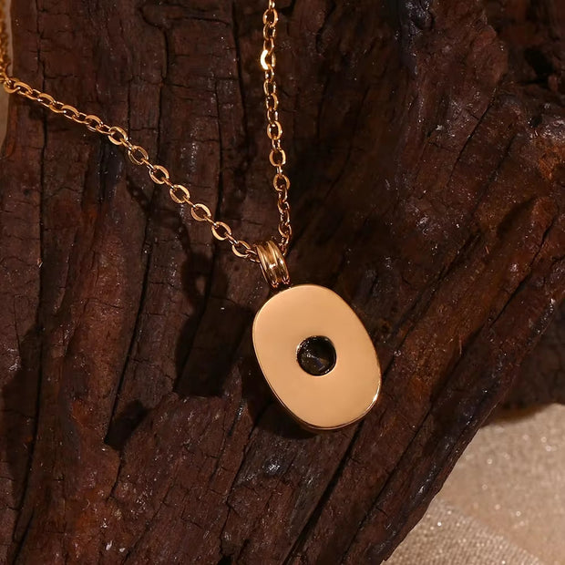 Waterproof Jewelry Square Zircon Pendant Necklace Gold Plated Stainless Steel Necklace Collier En Acier Inoxydable