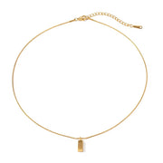 Waterproof 18K PVD Gold Plated Thin Snake Chain Simple Stainless Steel Brick Square Pendant Necklace for Women