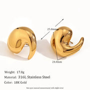 Winding Water Wave Stud Earrings for Women Gold Plated Earrings 316L Stainless Steel Jewelry