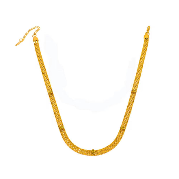 Vintage Collar Necklace Stainless Steel 18K Gold Plated Statement Clavicle Chain Mesh Chain Zircon Baguette Choker